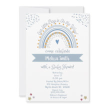 Un garçon sur le chemin Rainbow Baby shower Invita