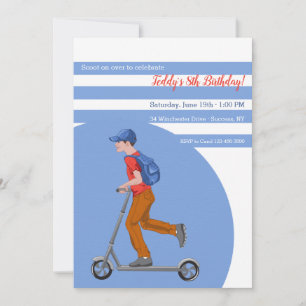 Invitation Un garçon sur Scooter fête d'anniversaire