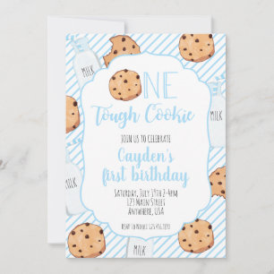 Invitation Un gâteau dur bleu premier anniversaire