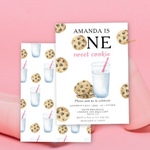 Invitation Un gâteau sucré et une fille au lait premier anniv