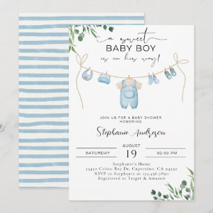 Invitation Un gentil petit garçon est en route Lave Bleue