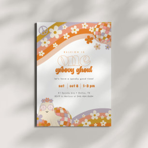 Invitation Un Ghoul Super   Retro Éffrayant Girls 1er anniver