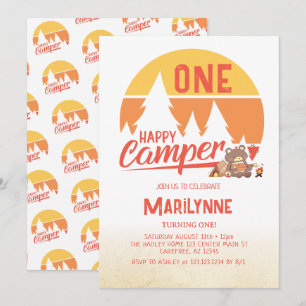 Invitation Un Happy Camper Retro 1er anniversaire