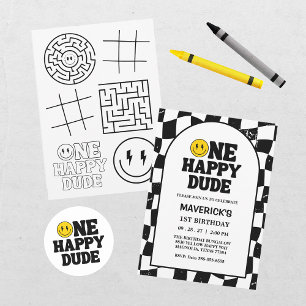 Invitation Un heureux gars pour son rétro 1er anniversaire