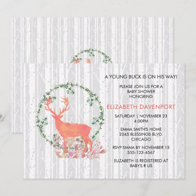 Invitation Un jeune garçon est sur son chemin Baby shower (Devant / Derrière)