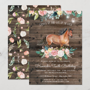 Invitation Un joli cheval et des fleurs à l'anniversaire du b