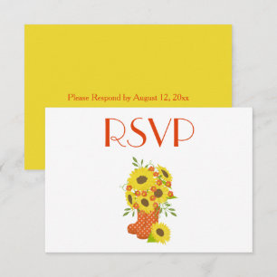 Invitation Un joli RSVP de tournesol rustique
