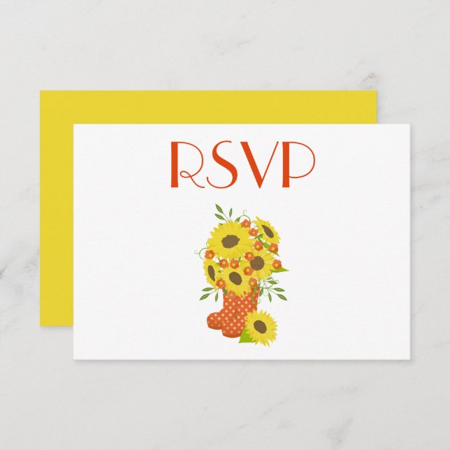 Invitation Un joli RSVP de tournesol rustique (Devant / Derrière)