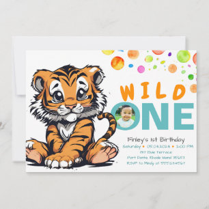 Invitation Un joli Tigre Orange Wild Un Anniversaire   Jungle