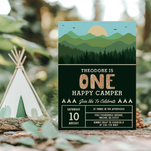 Invitation Un joyeux anniversaire campeur Woodland Boy 1er