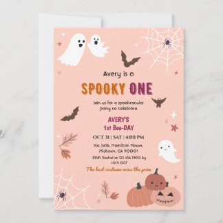 Invitation Un joyeux anniversaire Halloween fantôme peche cha