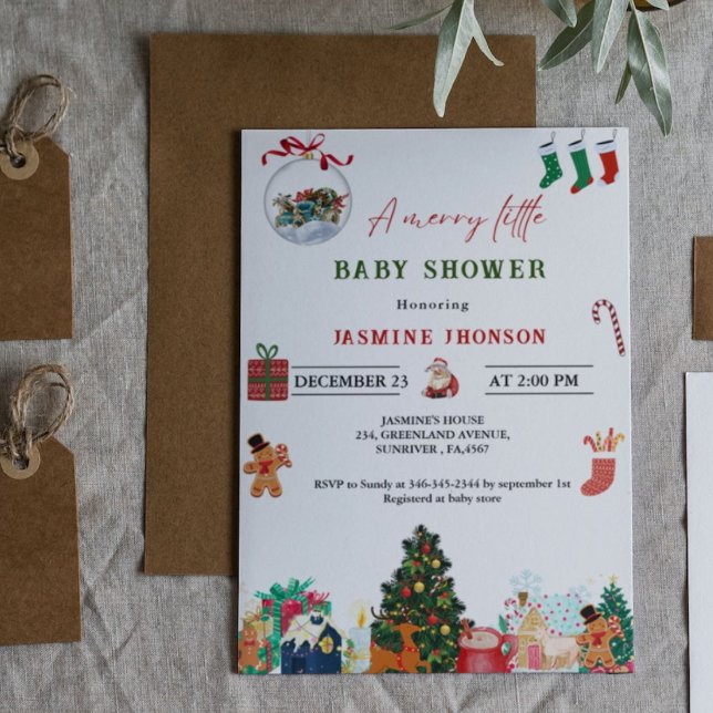 Invitation Un joyeux baby shower de Noël baby shower d'hiver (Créateur téléchargé)