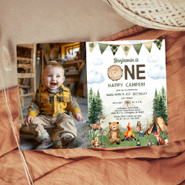 Invitation Un joyeux Camper 1er Anniversaire Photo