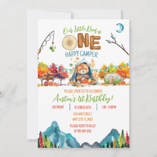 Invitation Un joyeux Camper Automne Aventure Anniversaire