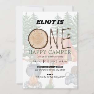 Invitation Un joyeux Camper Boy pour le 1er anniversaire