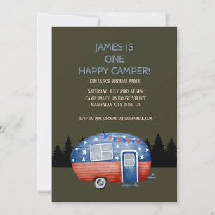 Invitation Un Joyeux Camper Enfants d'Anniversaire