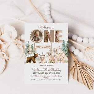 Invitation Un Joyeux Camper Photo Premier anniversaire