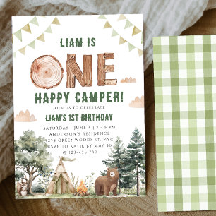 Invitation Un joyeux campeur 1er anniversaire garçon
