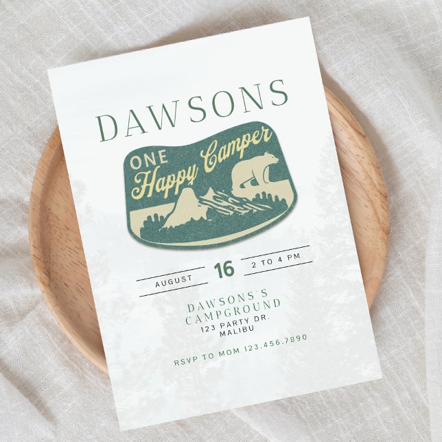 Invitation UN joyeux campeur, Un Premier Anniversaire, Invita (Créateur téléchargé)