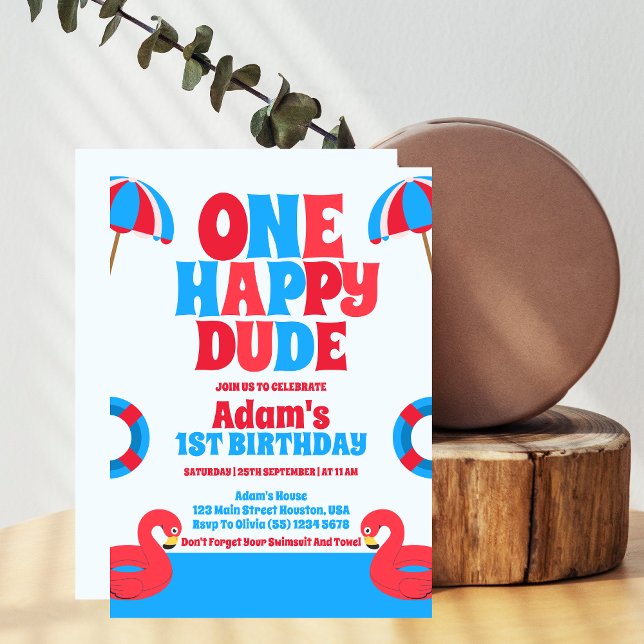 Invitation Un joyeux Dude Tropical été 1er anniversaire (Créateur téléchargé)