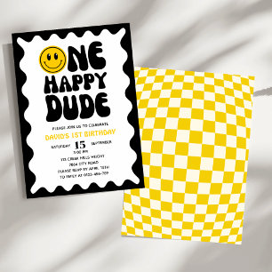 Invitation Un joyeux Mec Wavy Riggly Premier anniversaire