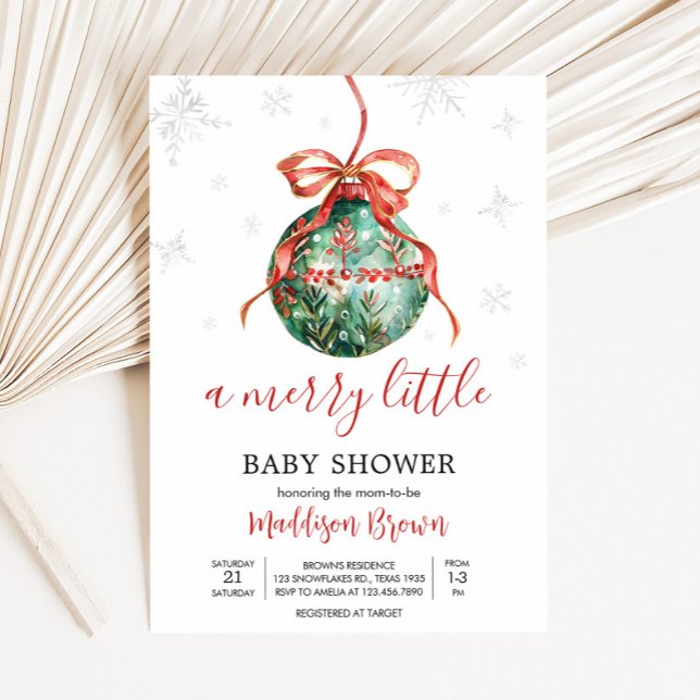 Invitation Un joyeux petit Baby shower de Noël (Merry Little Christmas Ornaments Baby Shower Invitation
)