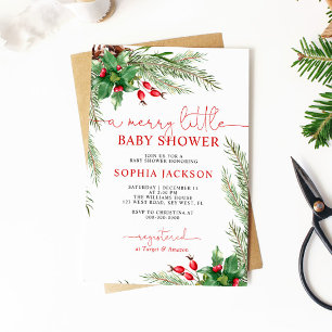 Invitation Un joyeux petit Baby shower de Noël