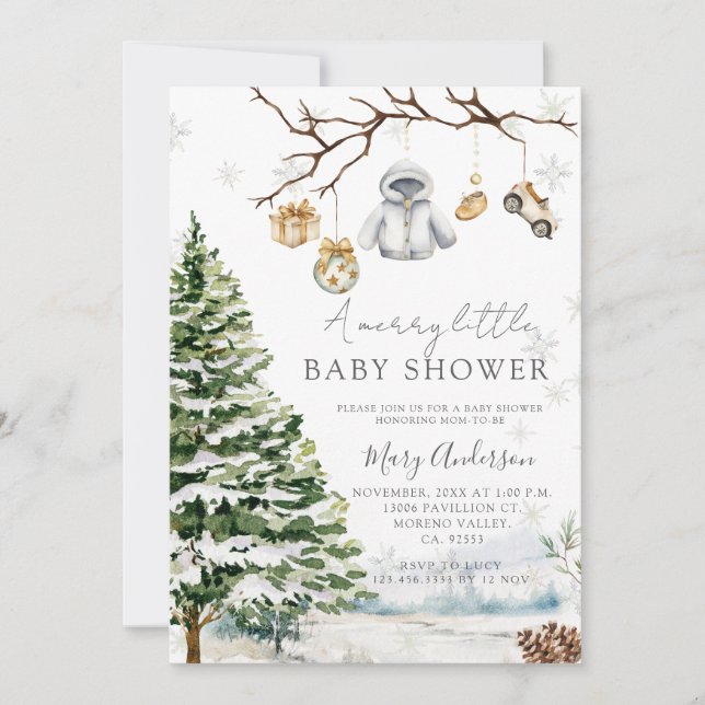 Invitation Un joyeux petit Baby shower Snowflakes (Devant)