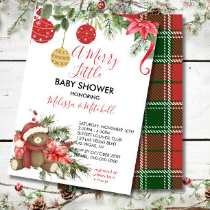 Invitation Un joyeux petit ornement en peluche d'ours de noël