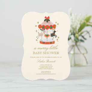 Invitation Un joyeux petit shower de bébé Noël Carrousel