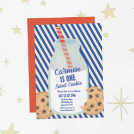 Invitation Un lait doux et des biscuits garçons Premier anniv