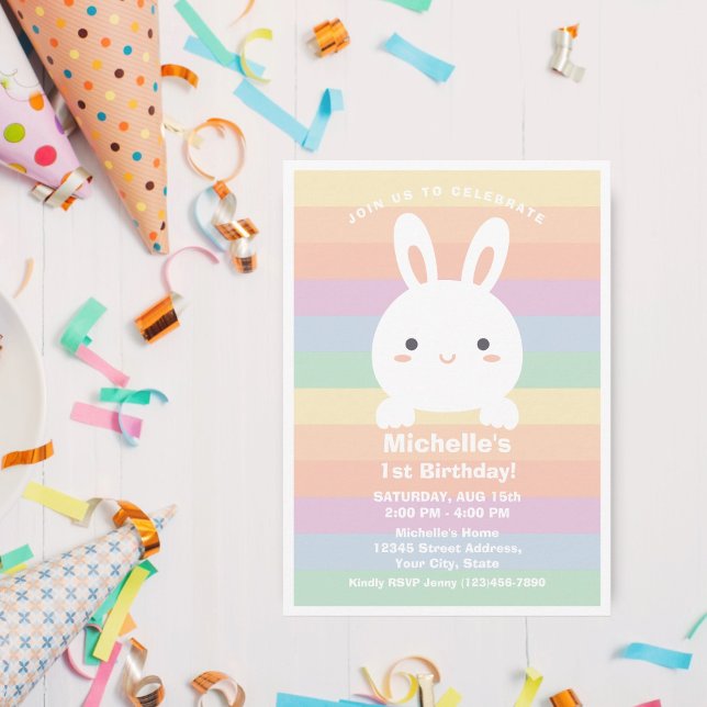 Invitation Un lapin devient un arc-en-ciel fête d'anniversair (Créateur téléchargé)