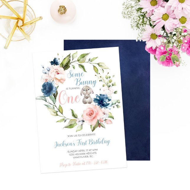 Invitation Un lapin devient un premier anniversaire de Pâques (Créateur téléchargé)