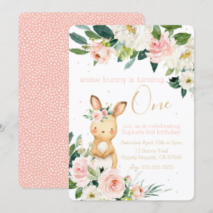Invitation Un lapin devient un premier anniversaire pour une 