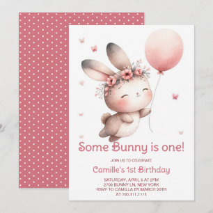 Invitation Un lapin devient une fille anniversaire