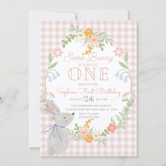 Invitation Un Lapin Est Un Lapin Floral 1Er Anniversaire Fête