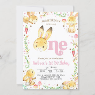 Invitation Un lapin fait un, une fille 1er anniversaire.