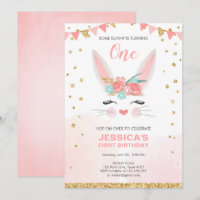 Un lapin Pâques Floral Rose Fille Anniversaire