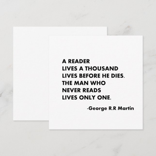 Invitation Un lecteur vit mille vies avant de mourir, (Devant / Derrière)