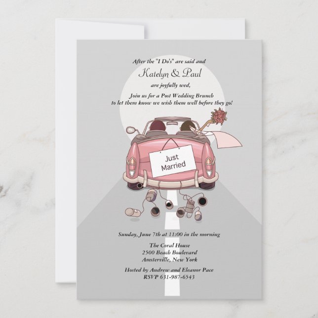 Invitation Un Mariage de Brunch vient de se marier - Gray (Devant)