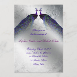 Invitation Un mariage de paon invite Indigo Vintage Silver