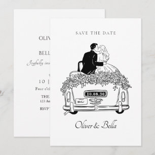 Invitation Un mariage de voiture en couple