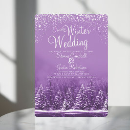 Invitation Un mariage d'hiver pinède lac violet art