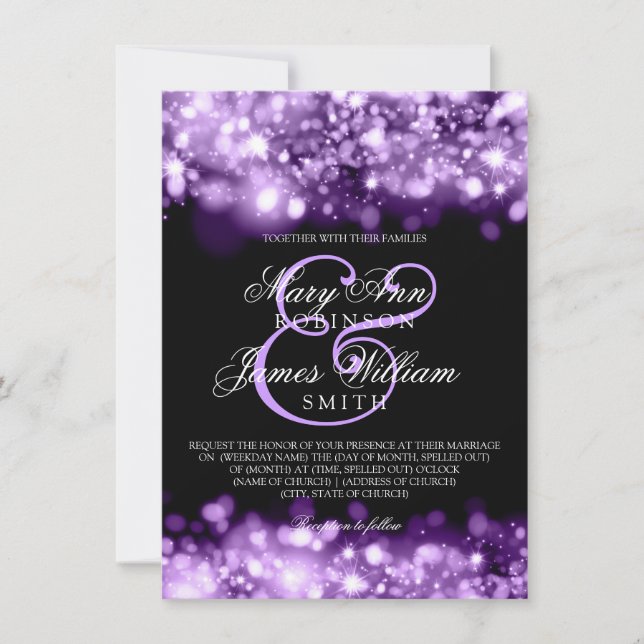 Invitation Un Mariage Élégant Flamme Violet (Devant)
