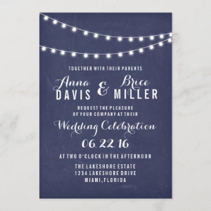 Invitation Un mariage léger à cordes d'été bleu marine invite