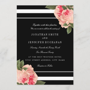 Invitation Un mariage rayé noir et blanc moderne invite