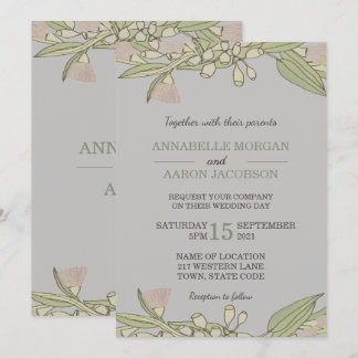 Invitation Un mariage rose avec un Fleur sauvage australien G