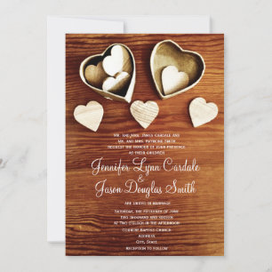 Invitation Un mariage rustique entre les coeurs de grains de 