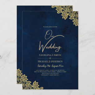Invitation Un mariage tout en 1 en dentelle d'or invite QR Co