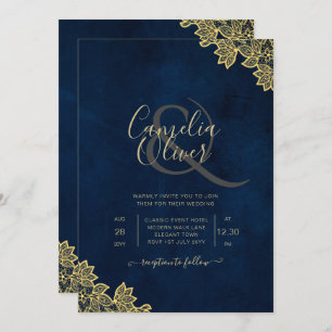 Invitation Un mariage tout en 1 en dentelle d'or invite QR Co